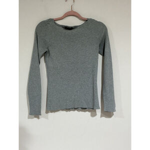 Woman’s White House Black market Gray Small Pullover Ribbed Knit Stretch Sweater